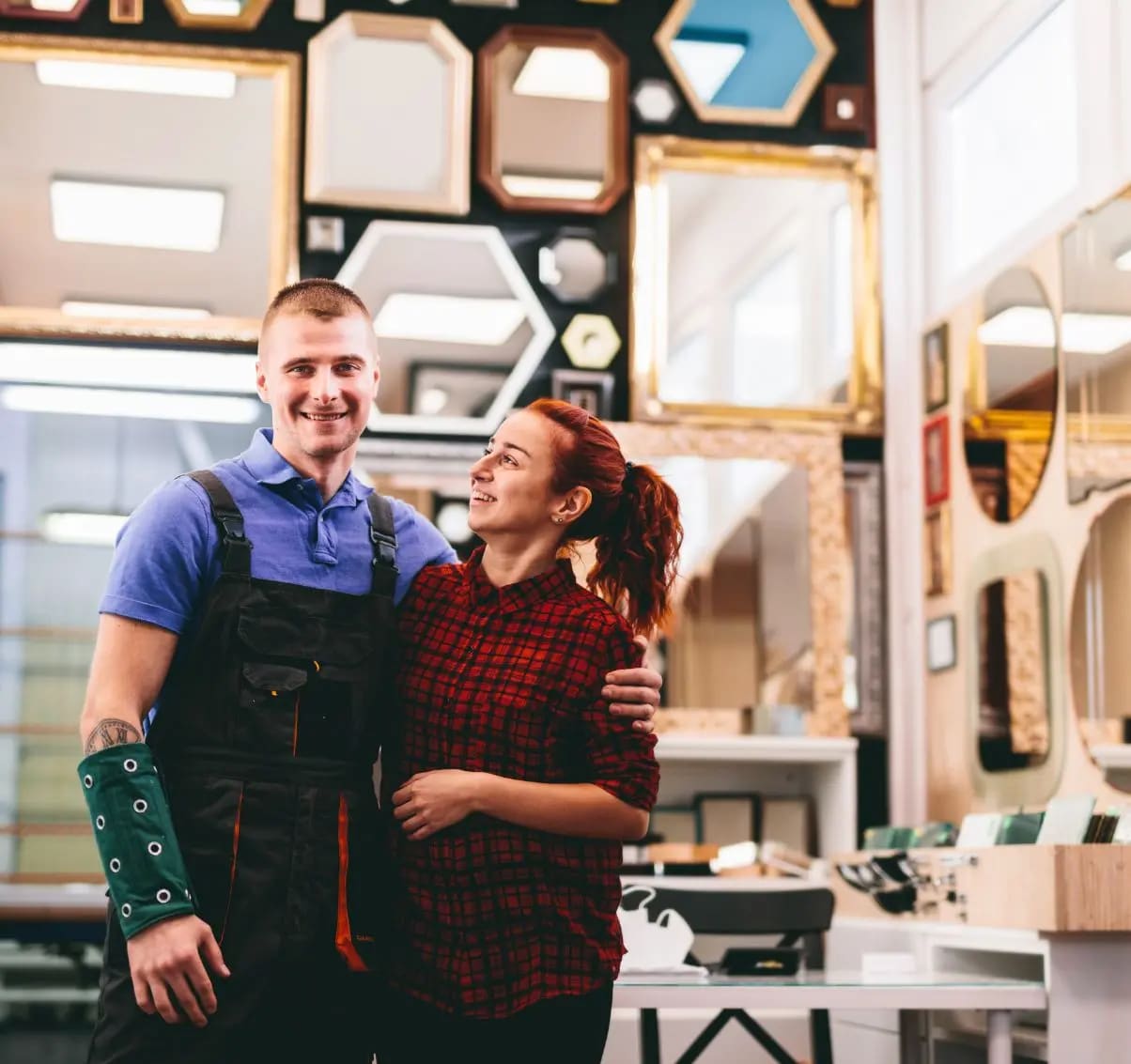 couple working at store