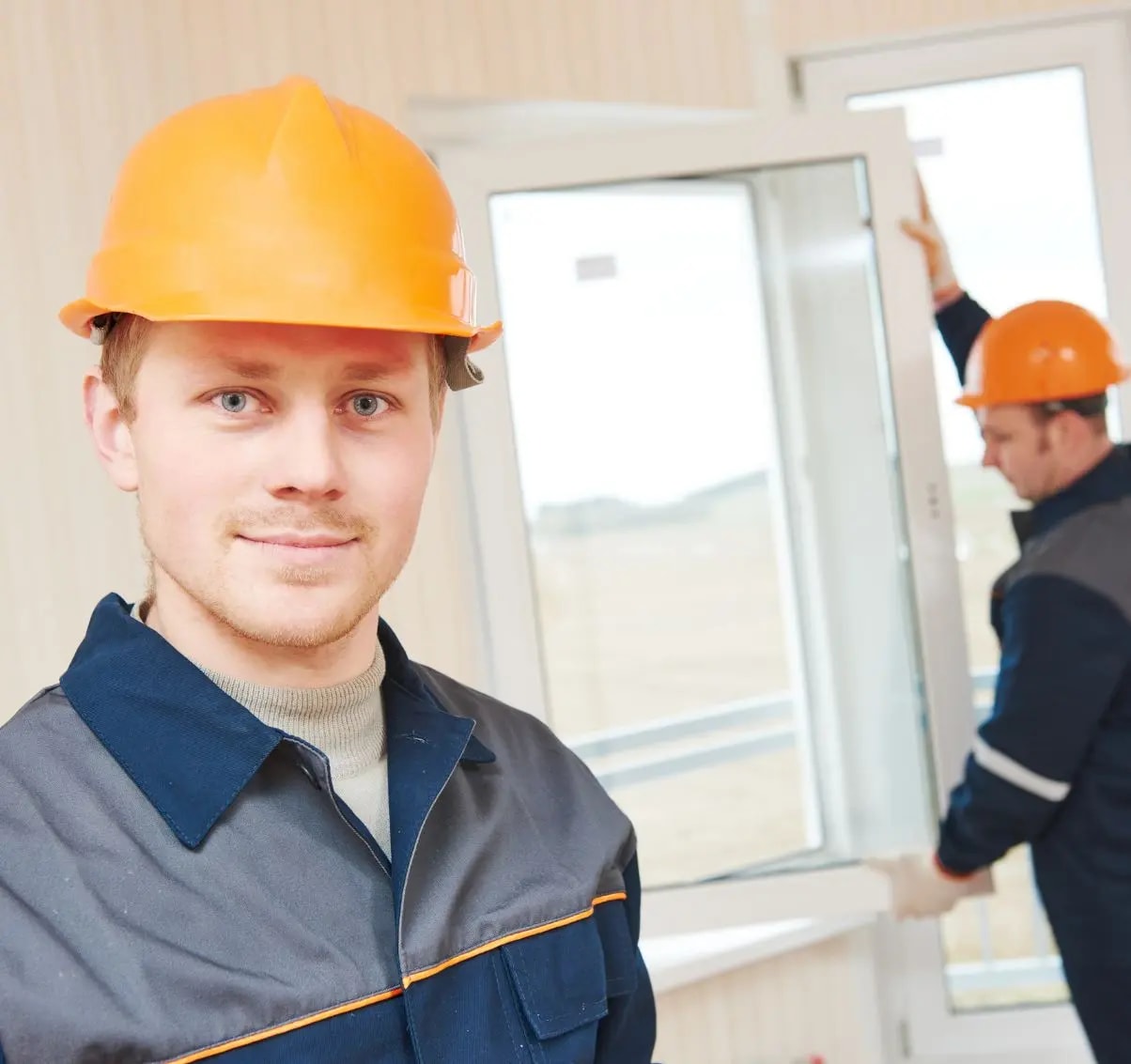 two glaziers at work