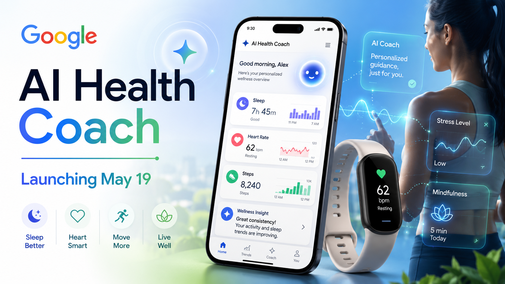 Google Health AI Coach Launches May 19 With Fitbit Air and $9.99 Premium Subscription
