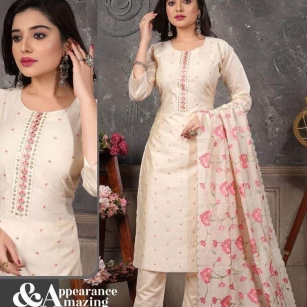 Silk kurti pent with heavy dupatta 