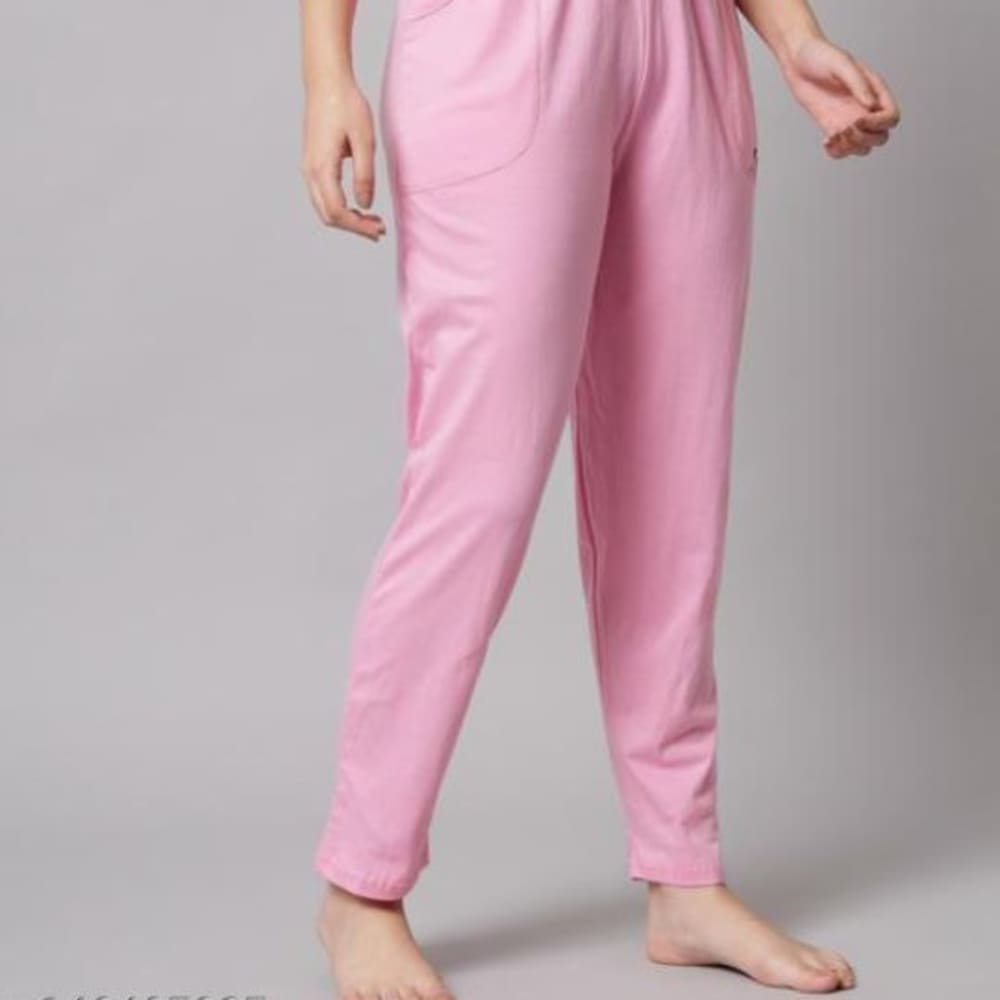 Pink cotton ladies pant 
