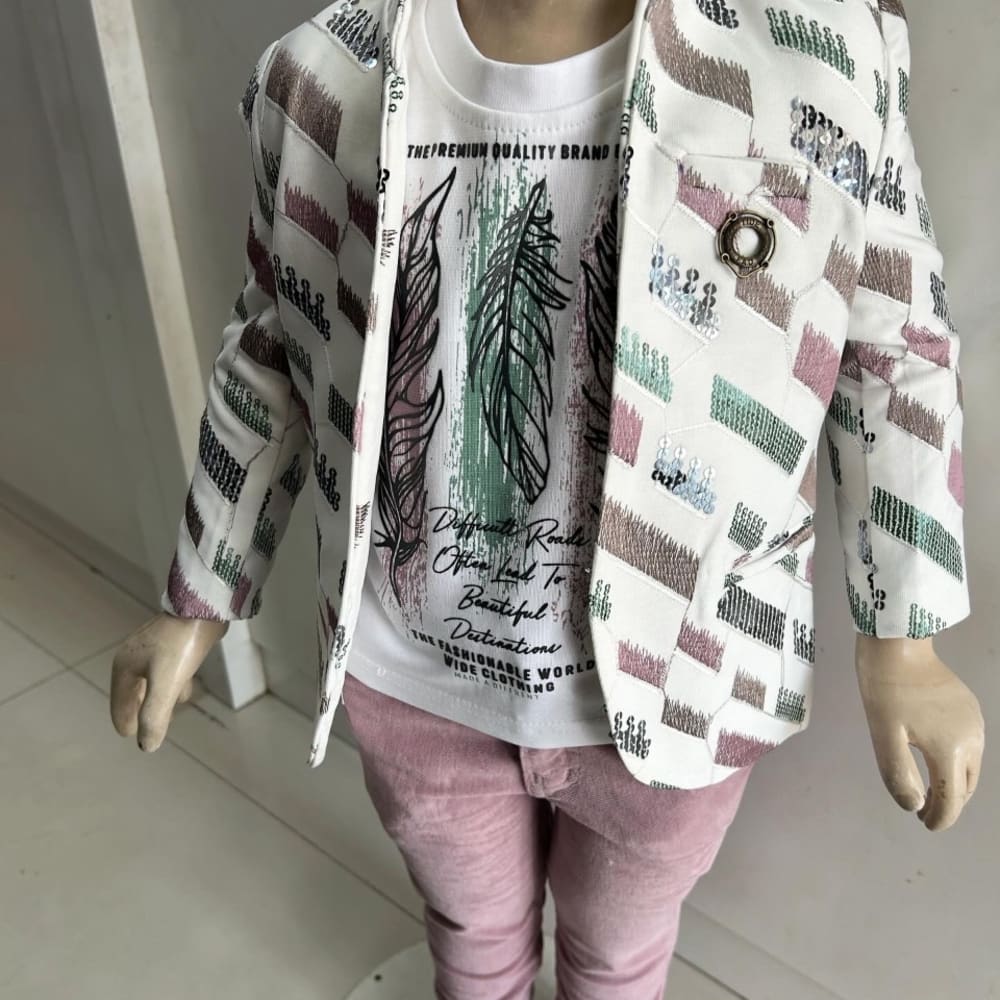 White and onion colour jacket set