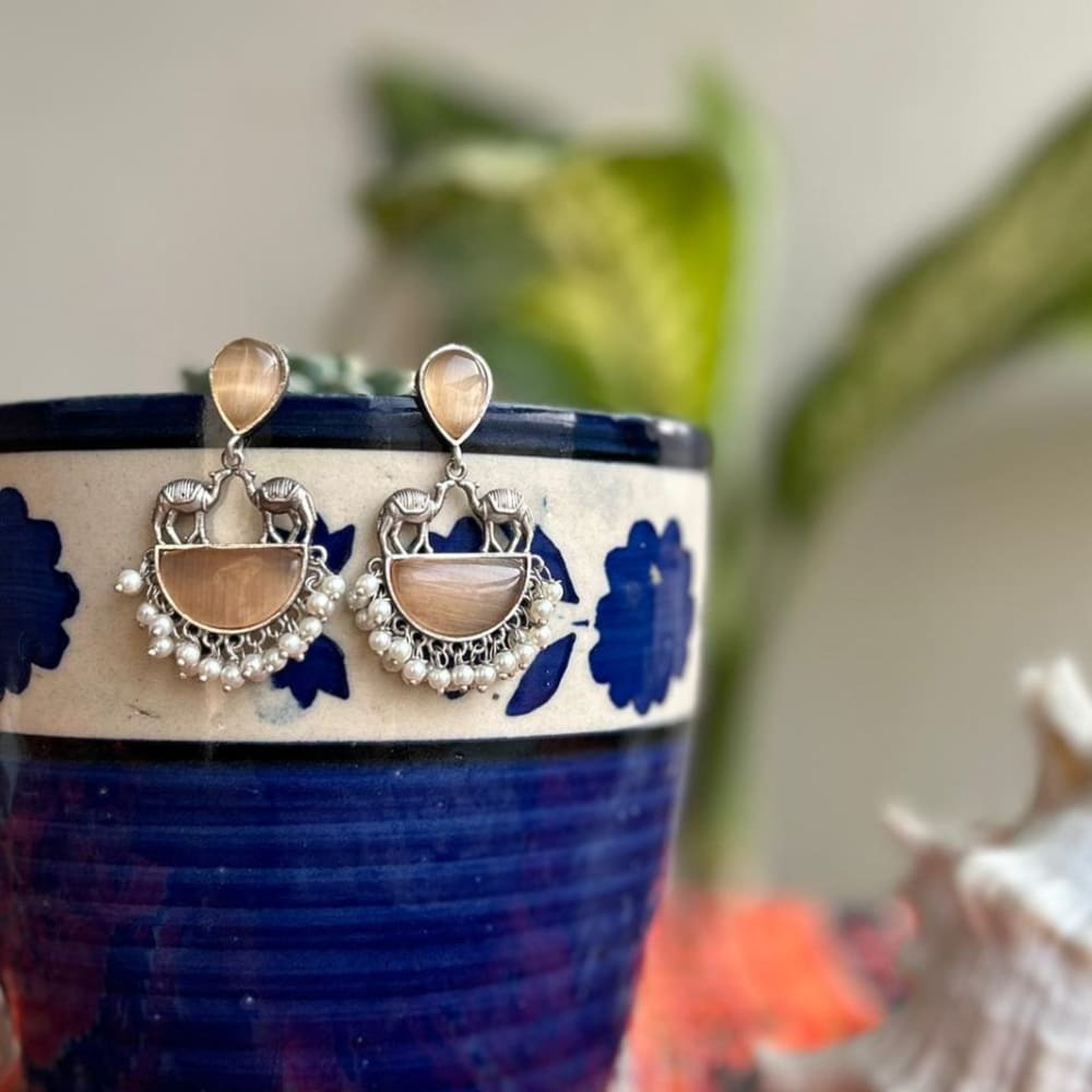 Earrings monalisha stone handmade 