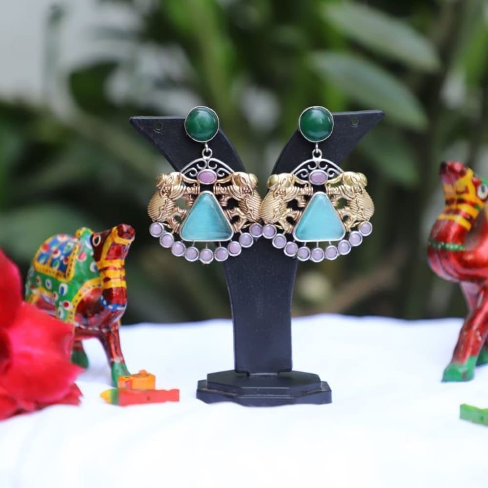 Earrings monalisha stone handmade 