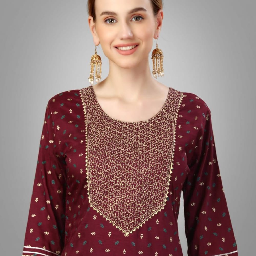 Maroon Salwar Suite kurti