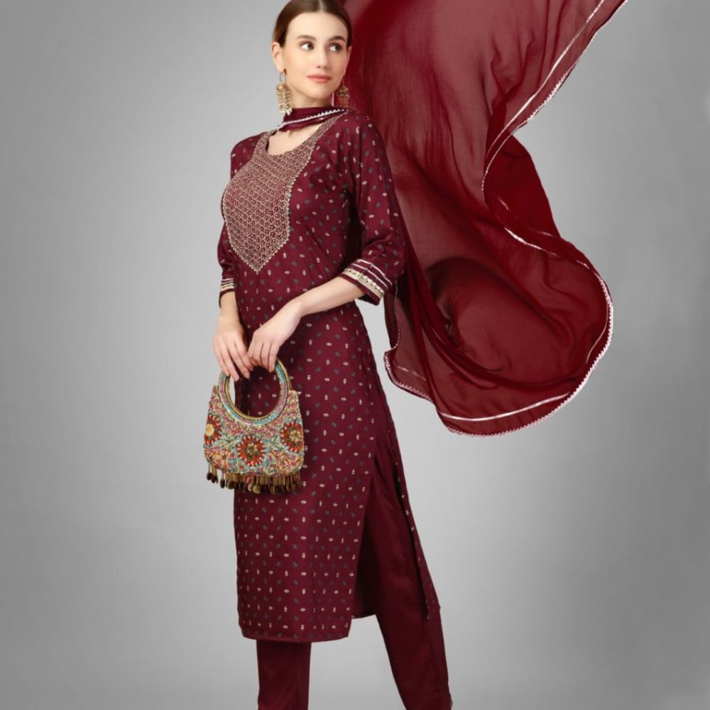 Maroon Salwar Suite kurti 4