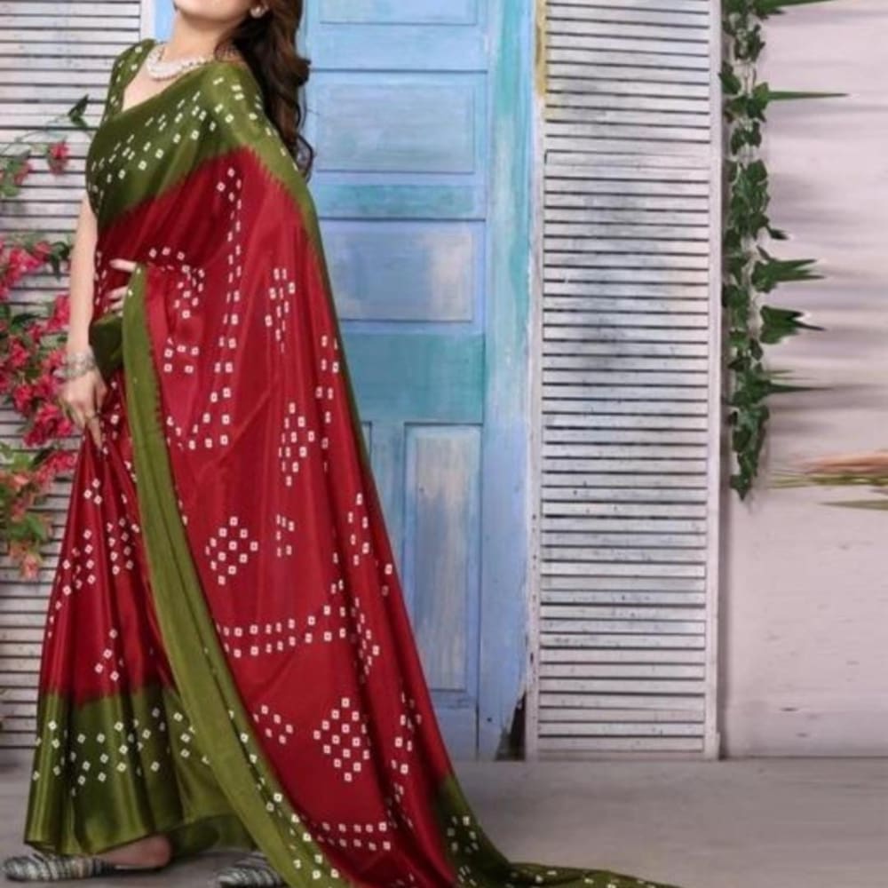 Maroon Light Green Saree