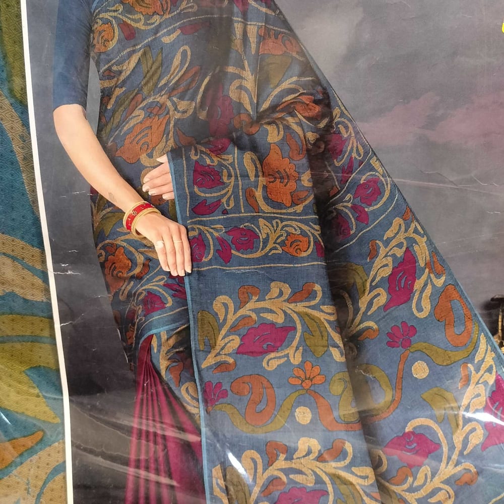 Cottan Navy Blue Saree