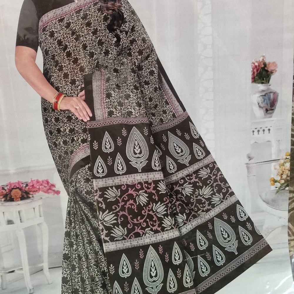 Cottan dark Saree