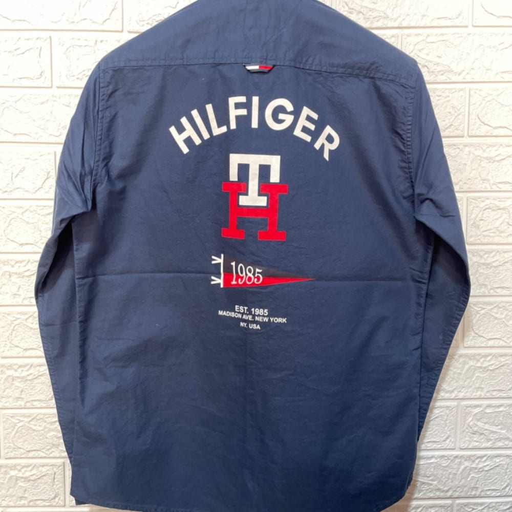 Original Tommy Hilfiger dark blue back side printed shirt