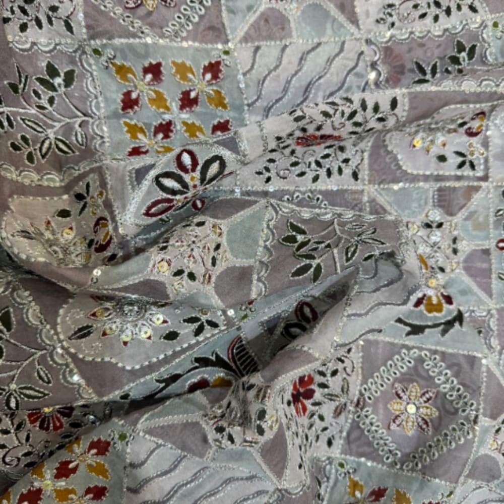 Visscose organza with silver work 2
