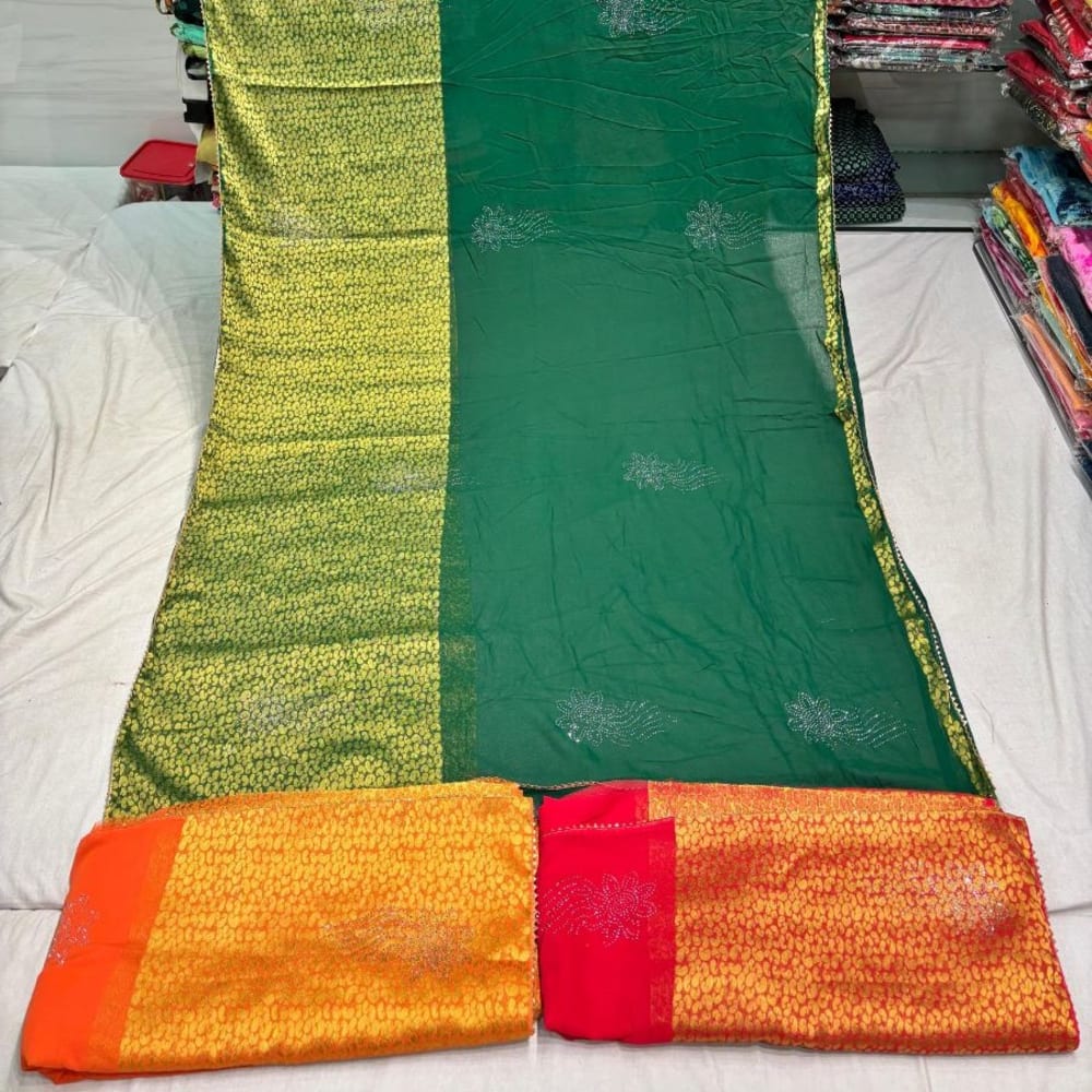 Yellow Light Green Saree