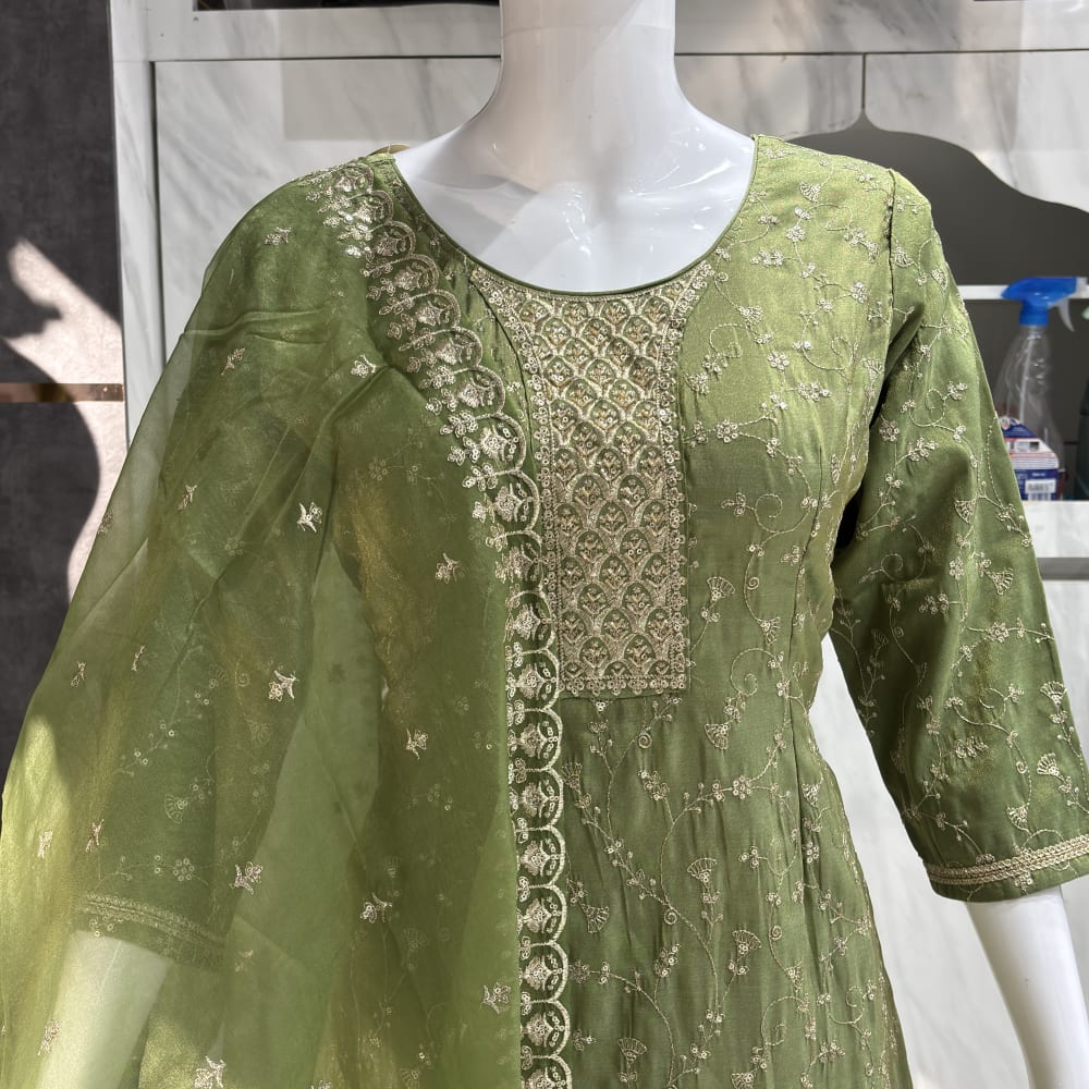 Maroon Light Green Salwar Suite