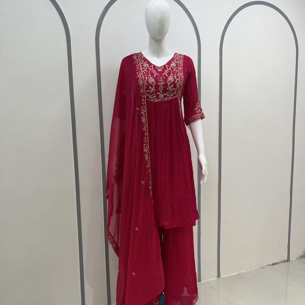 Red with gold accents Salwar Kameez