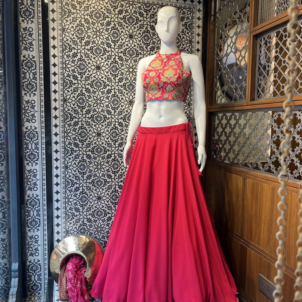 Red, Gold Lehenga Choli