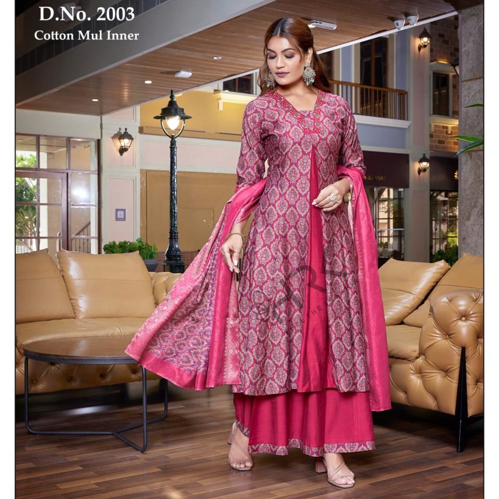 Shades of Pink and Red Kurta Set