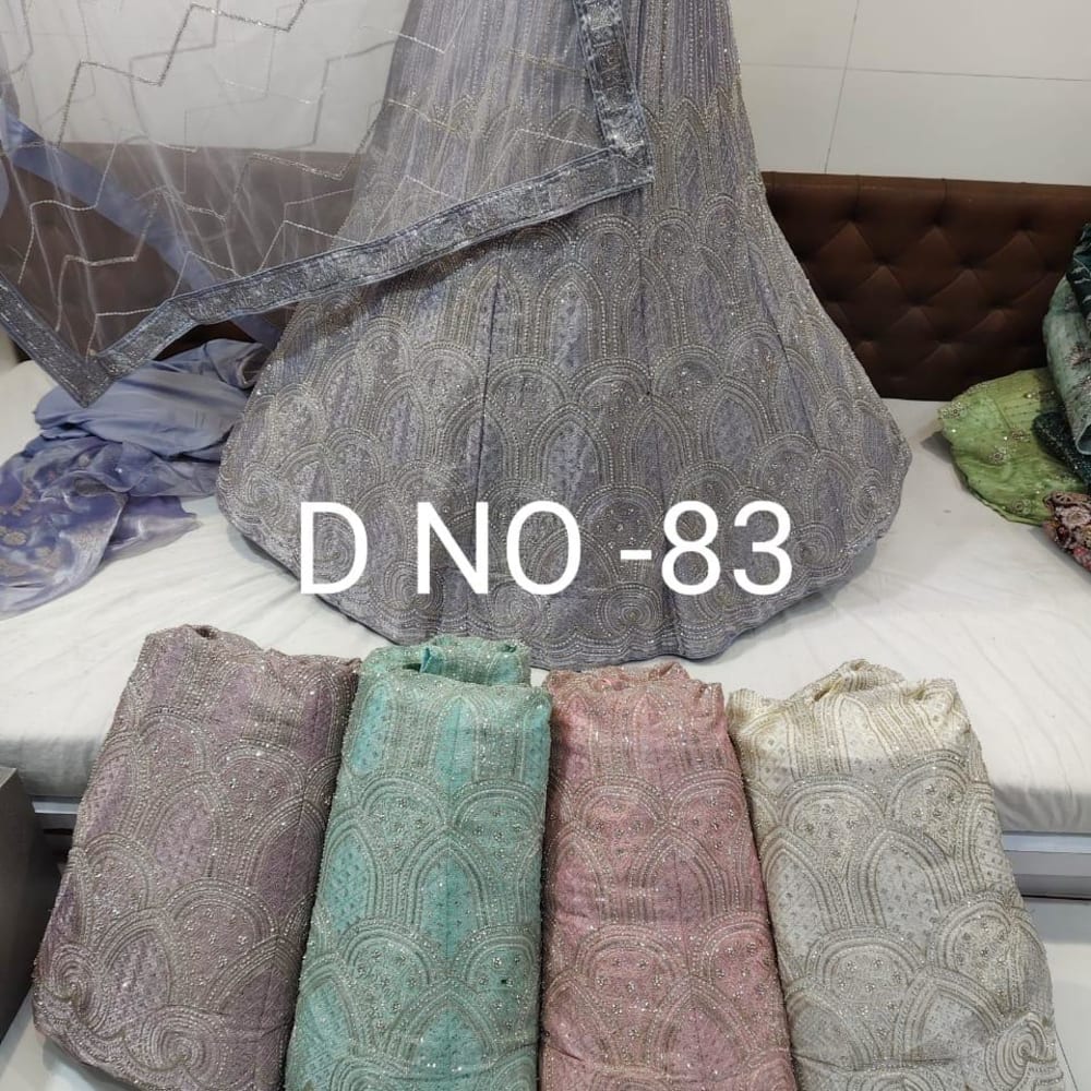 Silver, pastel shades (pink, mint, lavender, and cream) Lehenga Choli