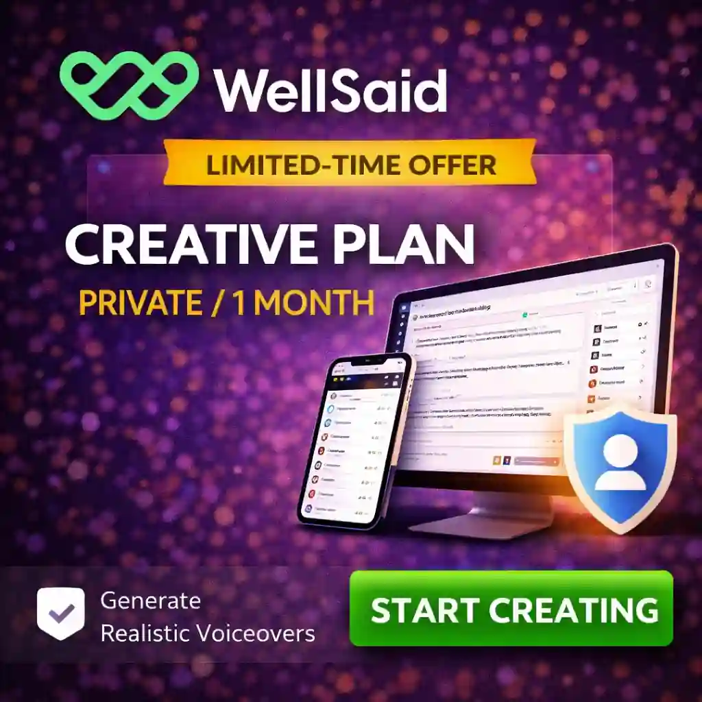 WellSaid Labs Creative Plan (Private, 1 Month)