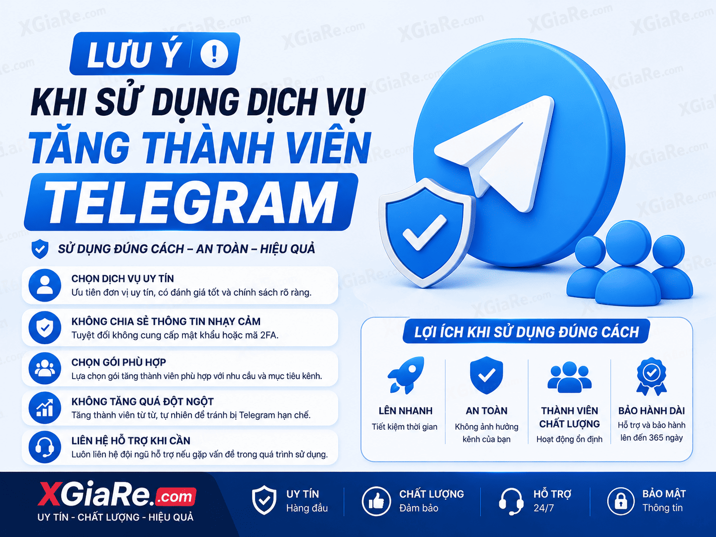 Lưu ý khi sử dụng dịch vụ tăng thành viên Telegram