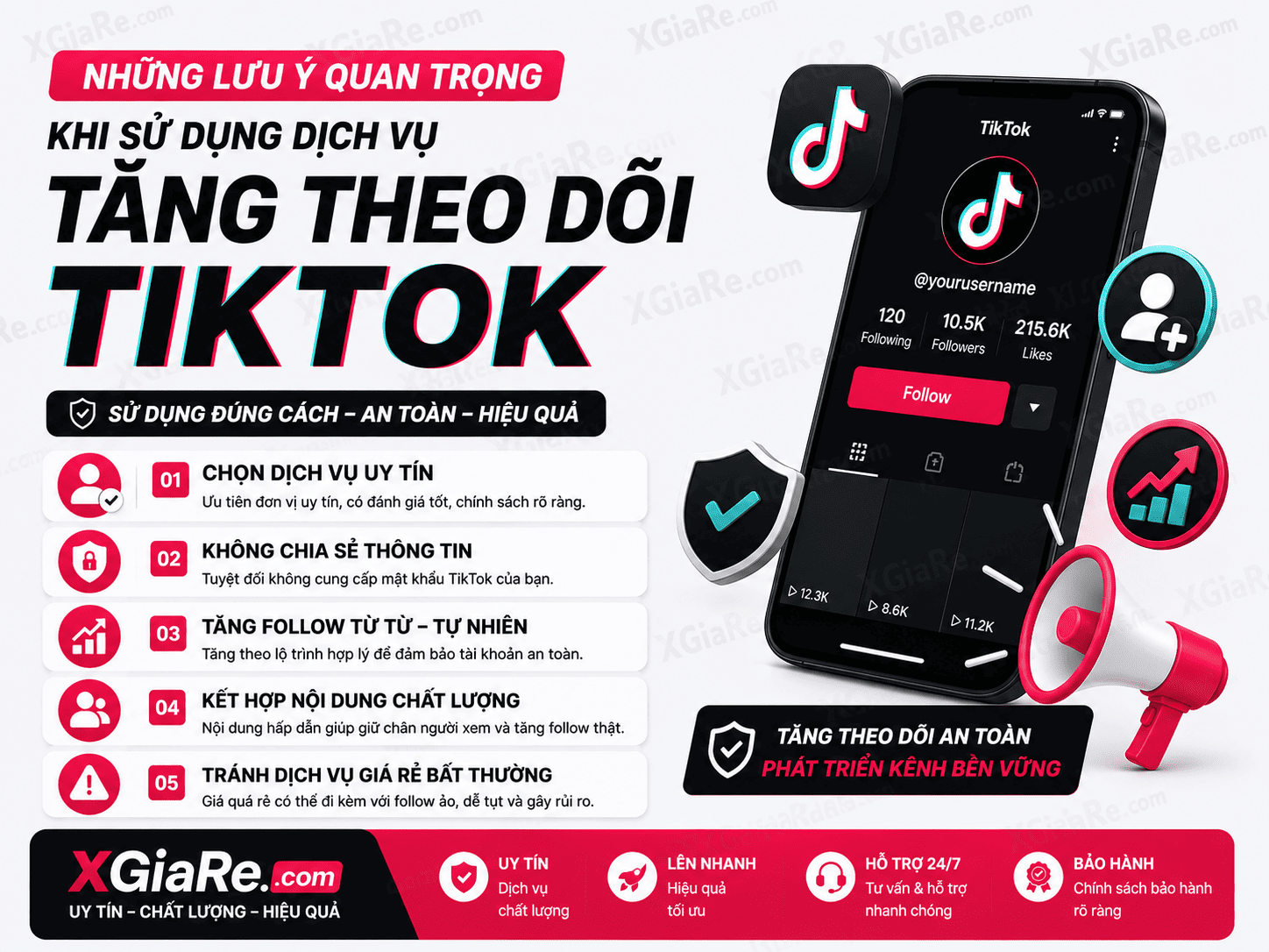 Những lưu ý quan trọng khi sử dụng dịch vụ tăng theo dõi Tiktok