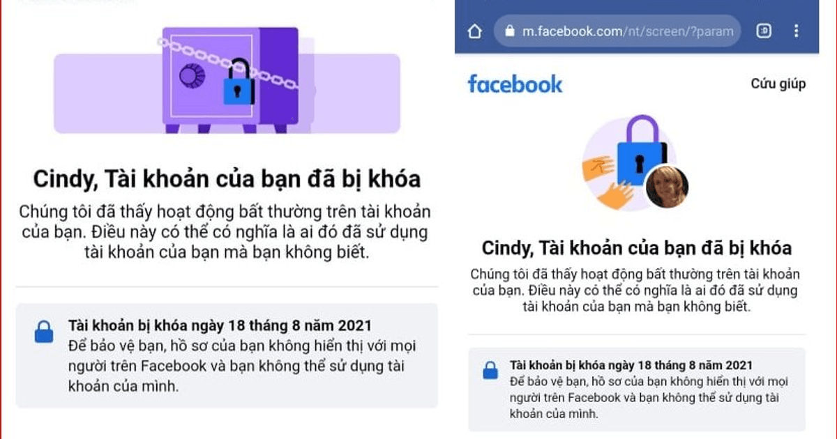 Giao diện tài khoản Facebook bị khóa két sắt 956