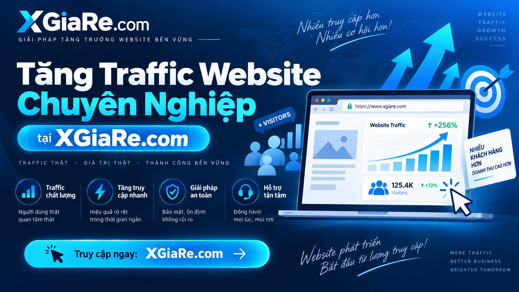 Giao diện dịch vụ tăng traffic website chuyên nghiệp tại XGiaRe