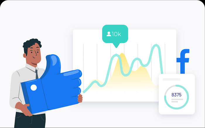 A professional Facebook profile showing a growing follower count and active engagement.