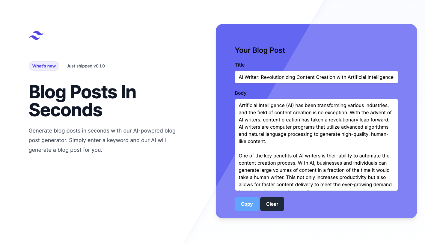 Write Blog Posts In Seconds Using AI ✨
