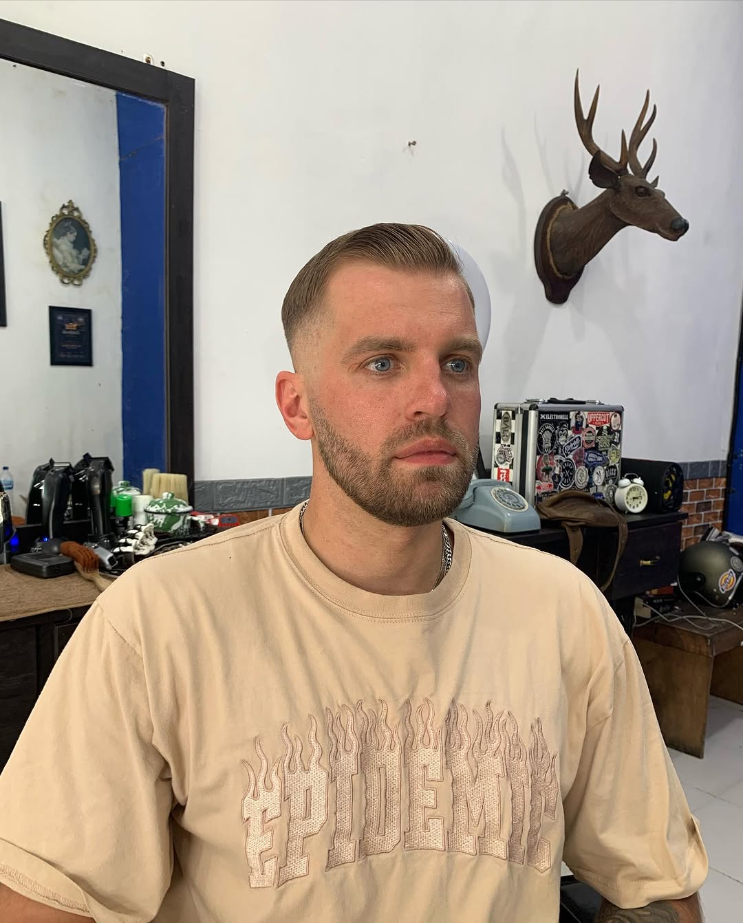 Slick back haircut Bali