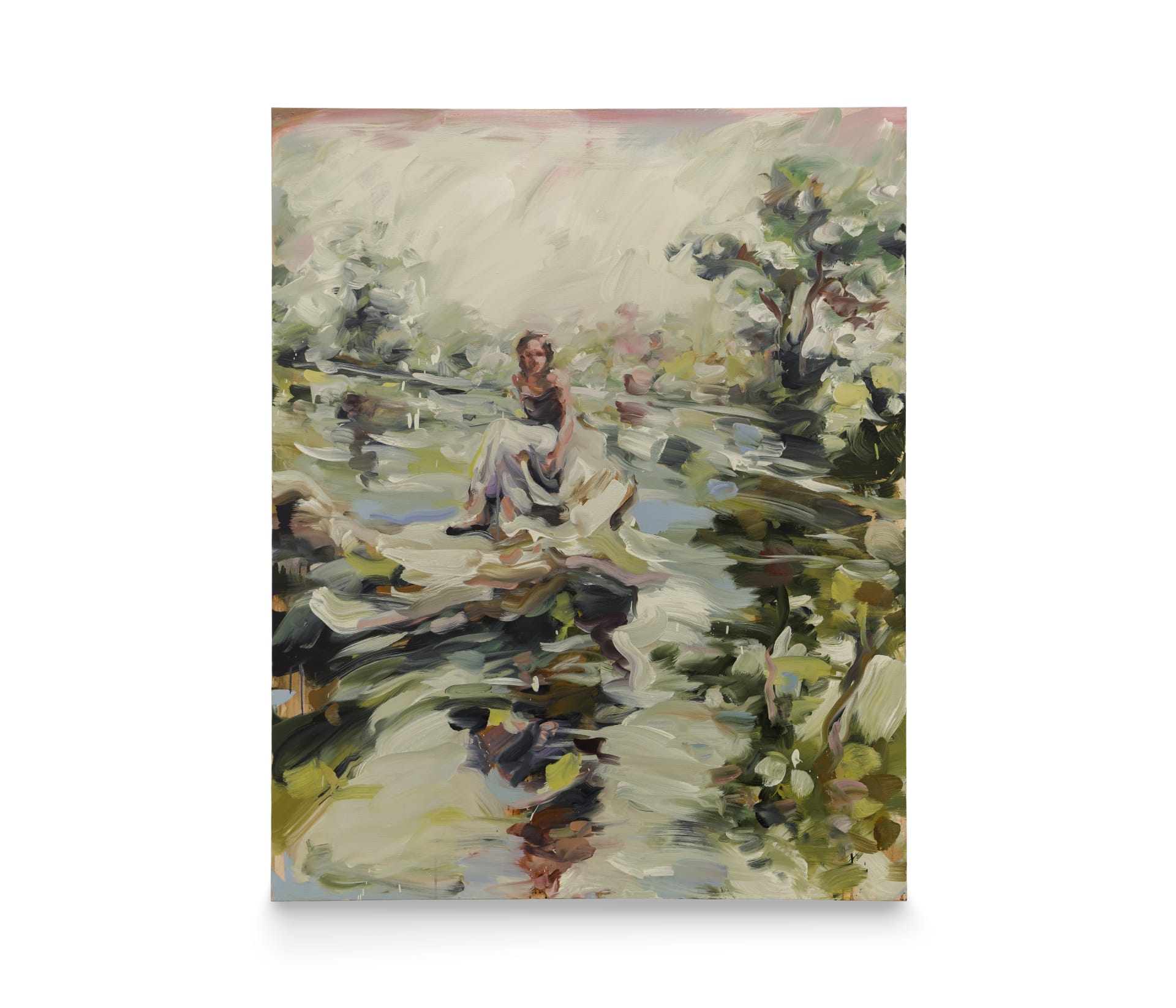 Painting of a woman sitting on a rock by Laura Lancaster