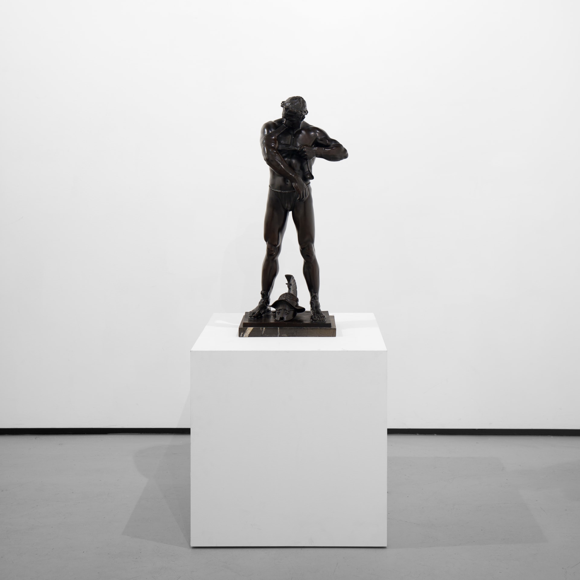An electroplated bronze model of a wounded victorious gladiator 