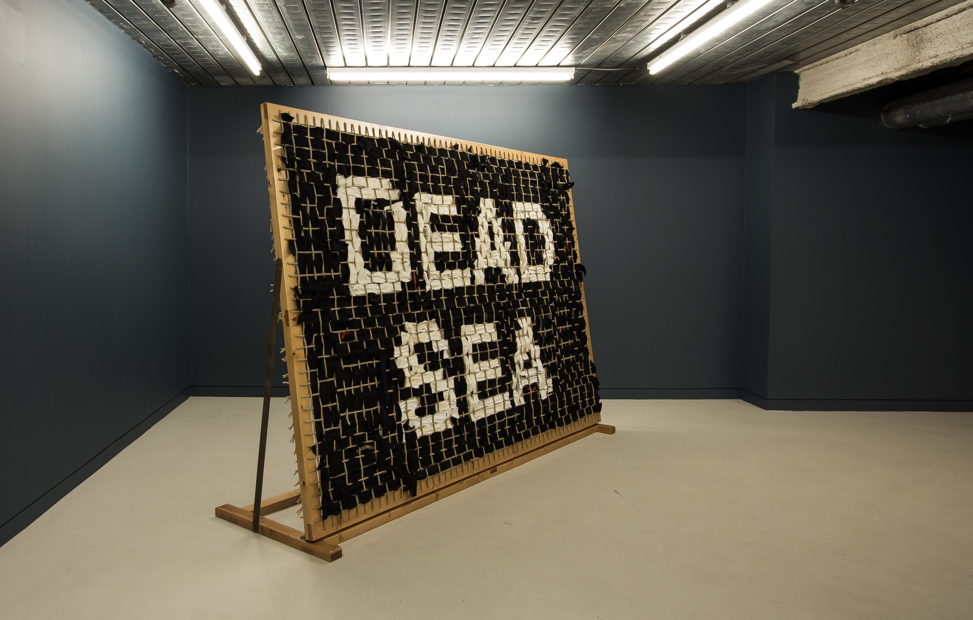 Installation photographs of Matt Stokes' exhibition "Dead Sea Deaf Sea" at Workplace in London in 2017