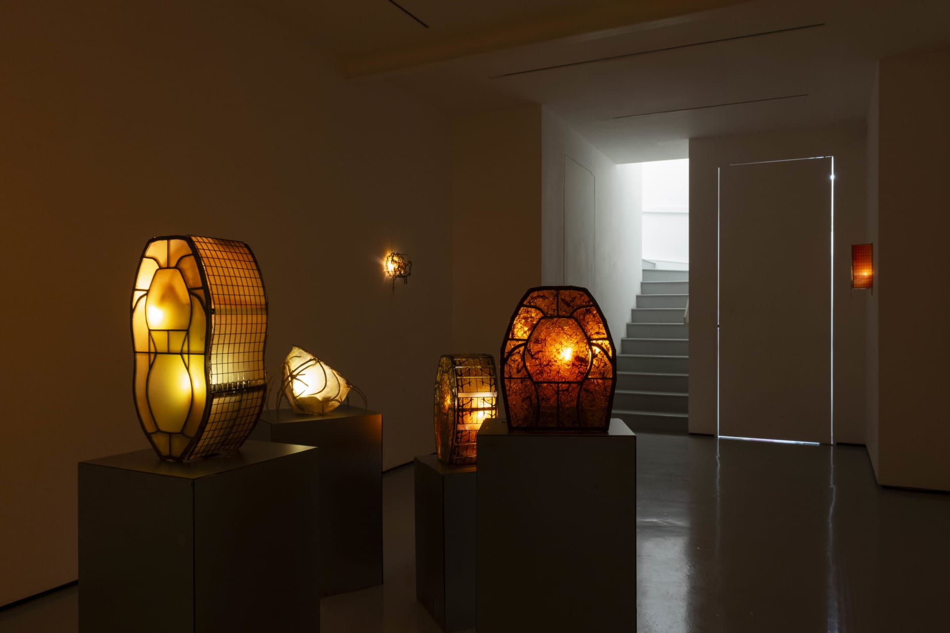 Installation photographs of Hazel Brill's exhibition 'Amber' at Workplace London