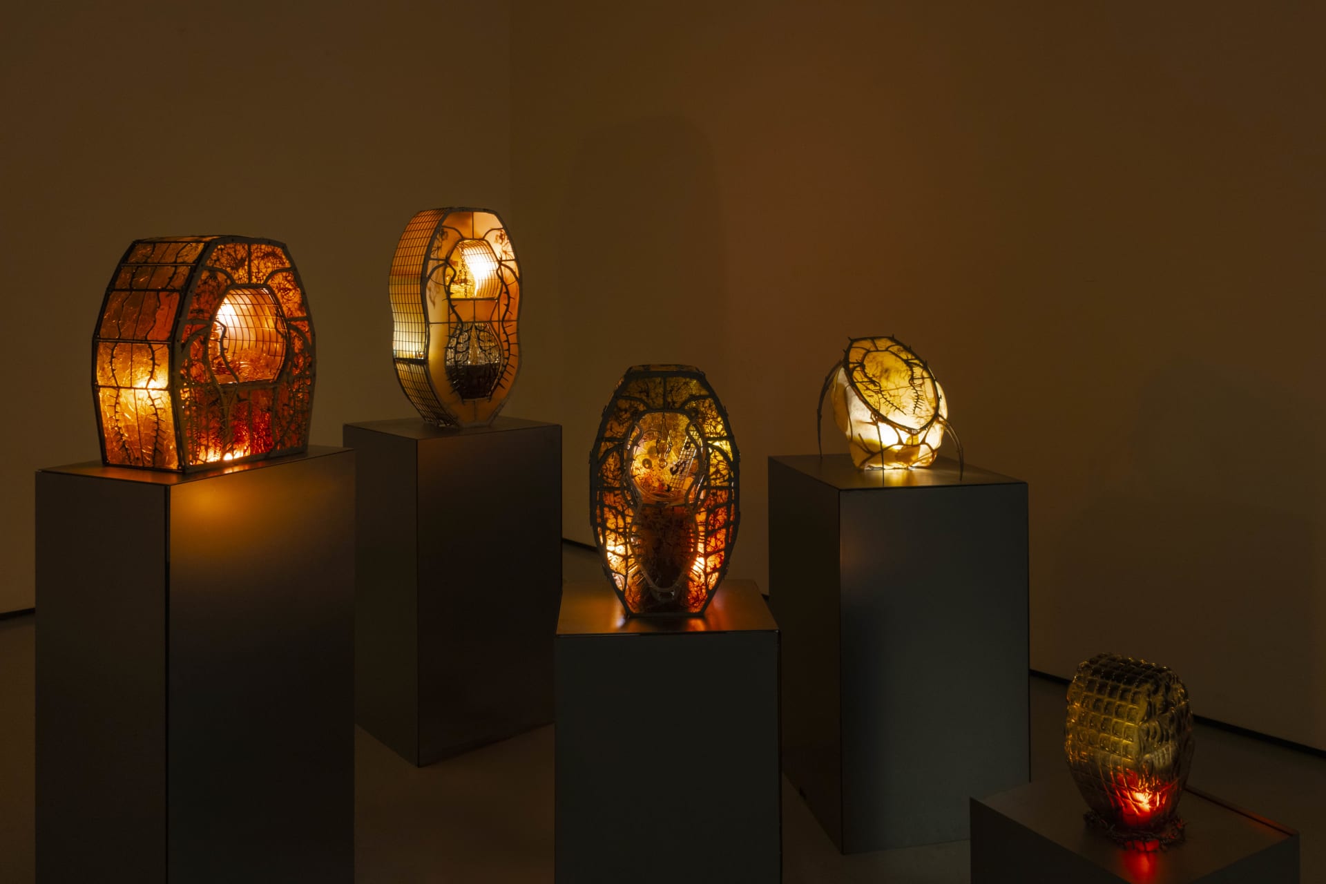 Installation photographs of Hazel Brill's exhibition 'Amber' at Workplace London
