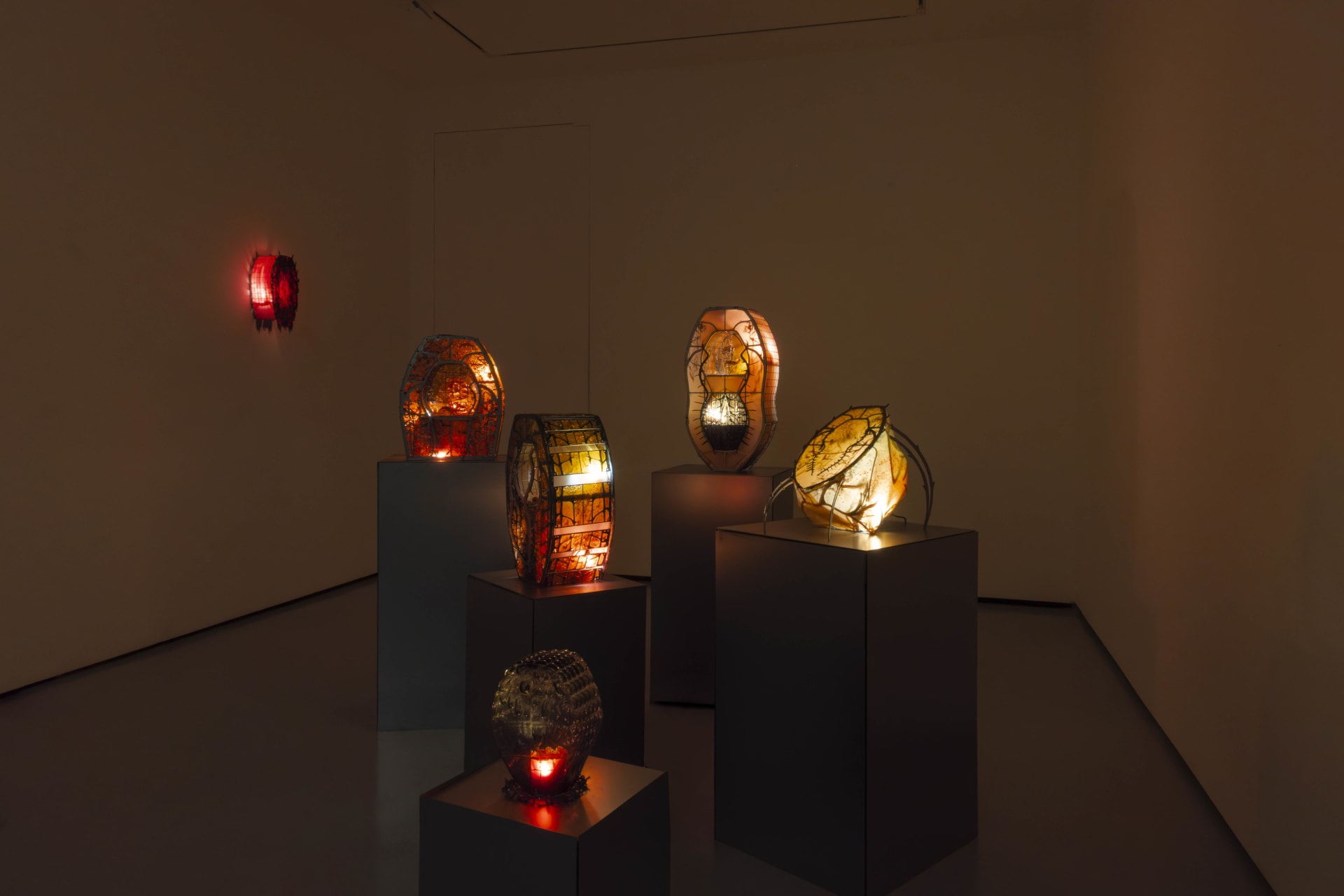 Installation photographs of Hazel Brill's exhibition 'Amber' at Workplace London