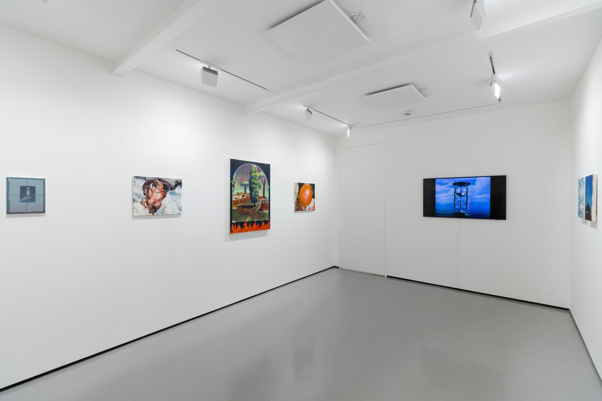 Installation views of 'Kaleidoscope' the inaugural group exhibition at Workplace in 50 Mortimer Street, Fitzrovia, London.