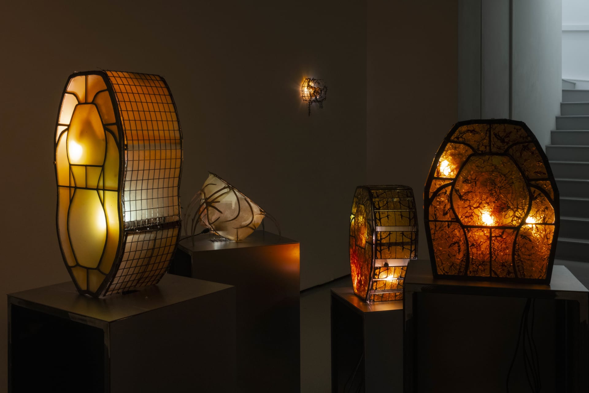 Installation photographs of Hazel Brill's exhibition 'Amber' at Workplace London