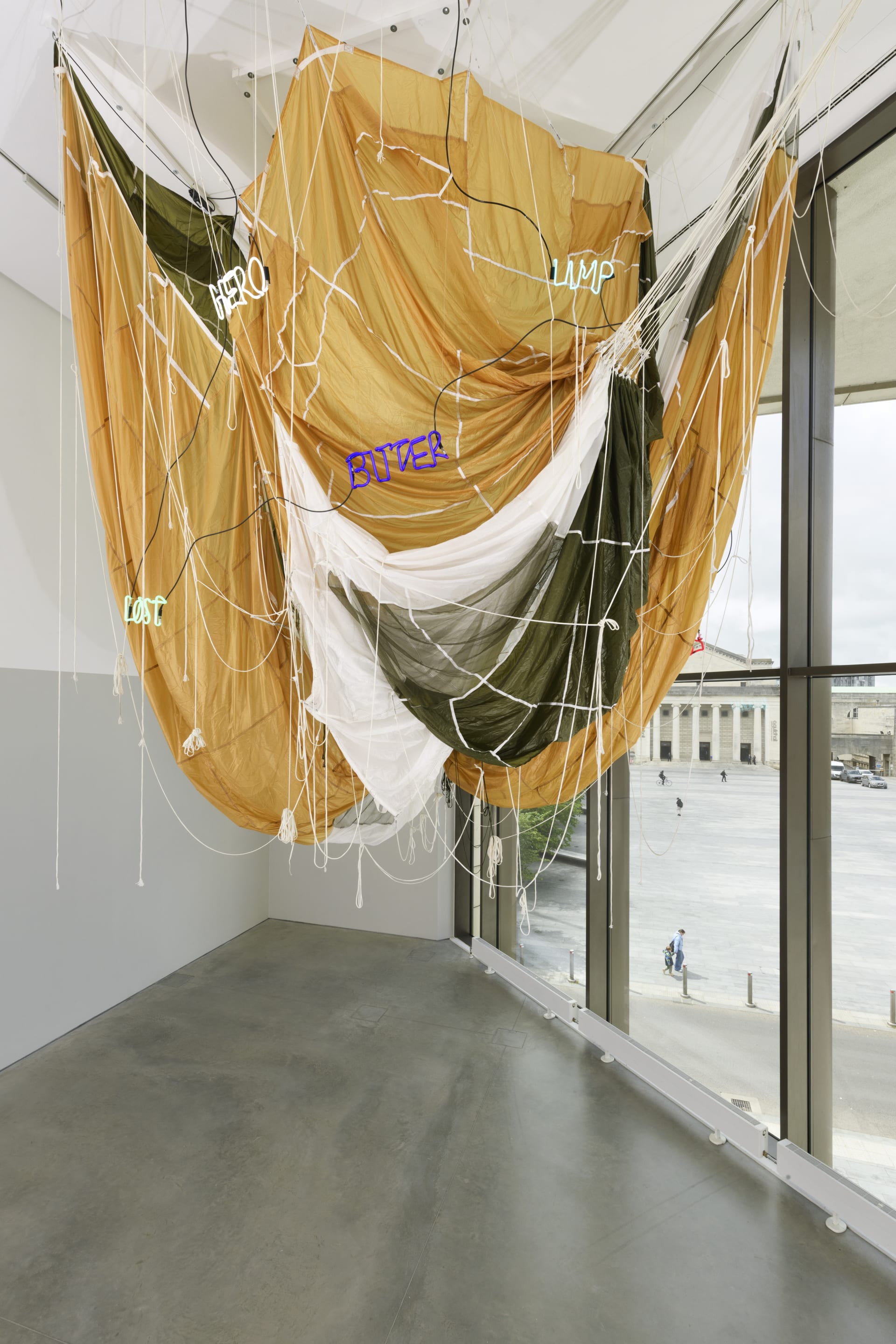 Installation view of Simeon Barlclay's exhibition Farewell Sweet Innocence at John Hansard Gallery Southampton 