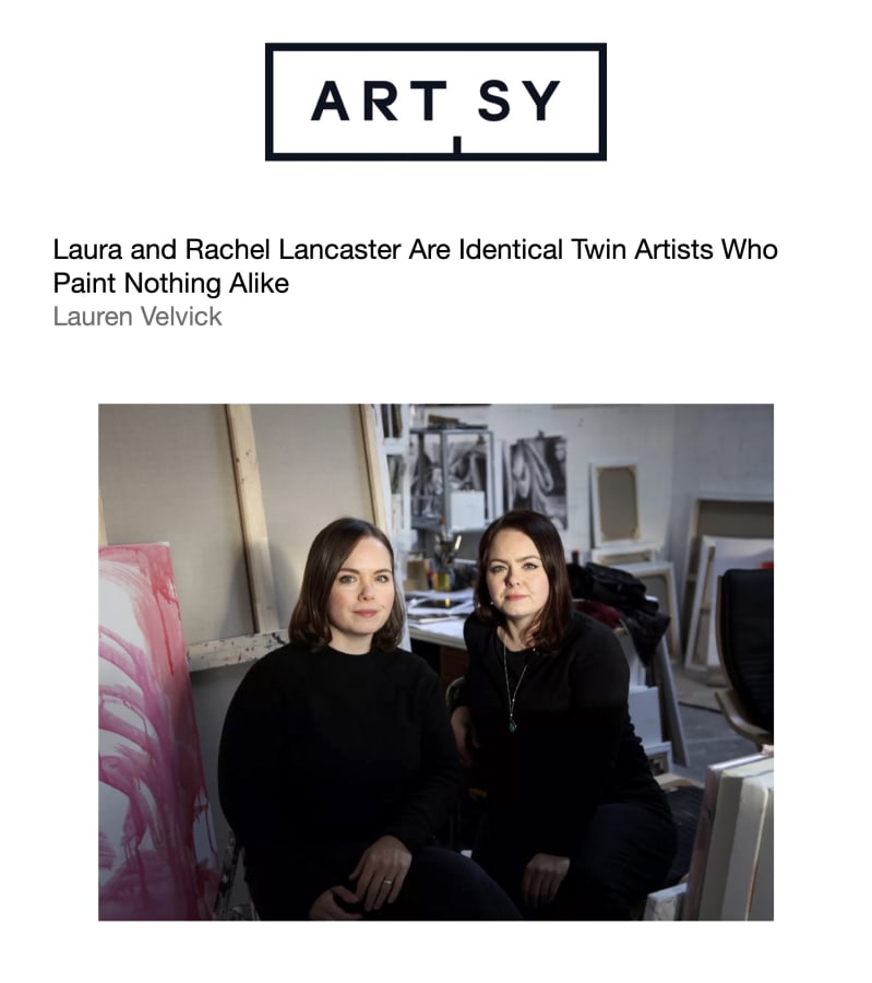 A press clipping including a photo of Laura and Rachel Lancaster
