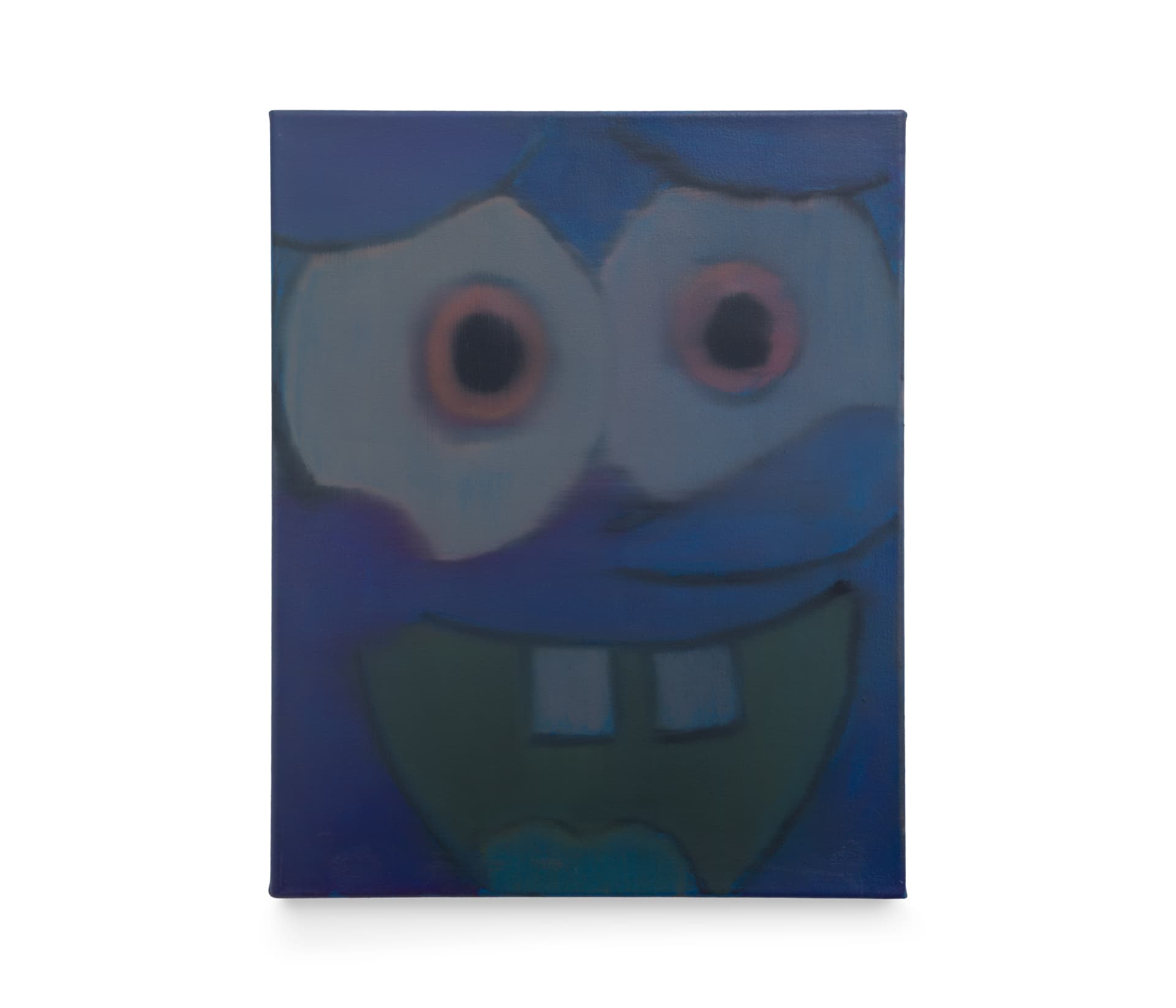 Painting of close-up spongebob square pants face called Are You Happy Now? by Boo Saville.
