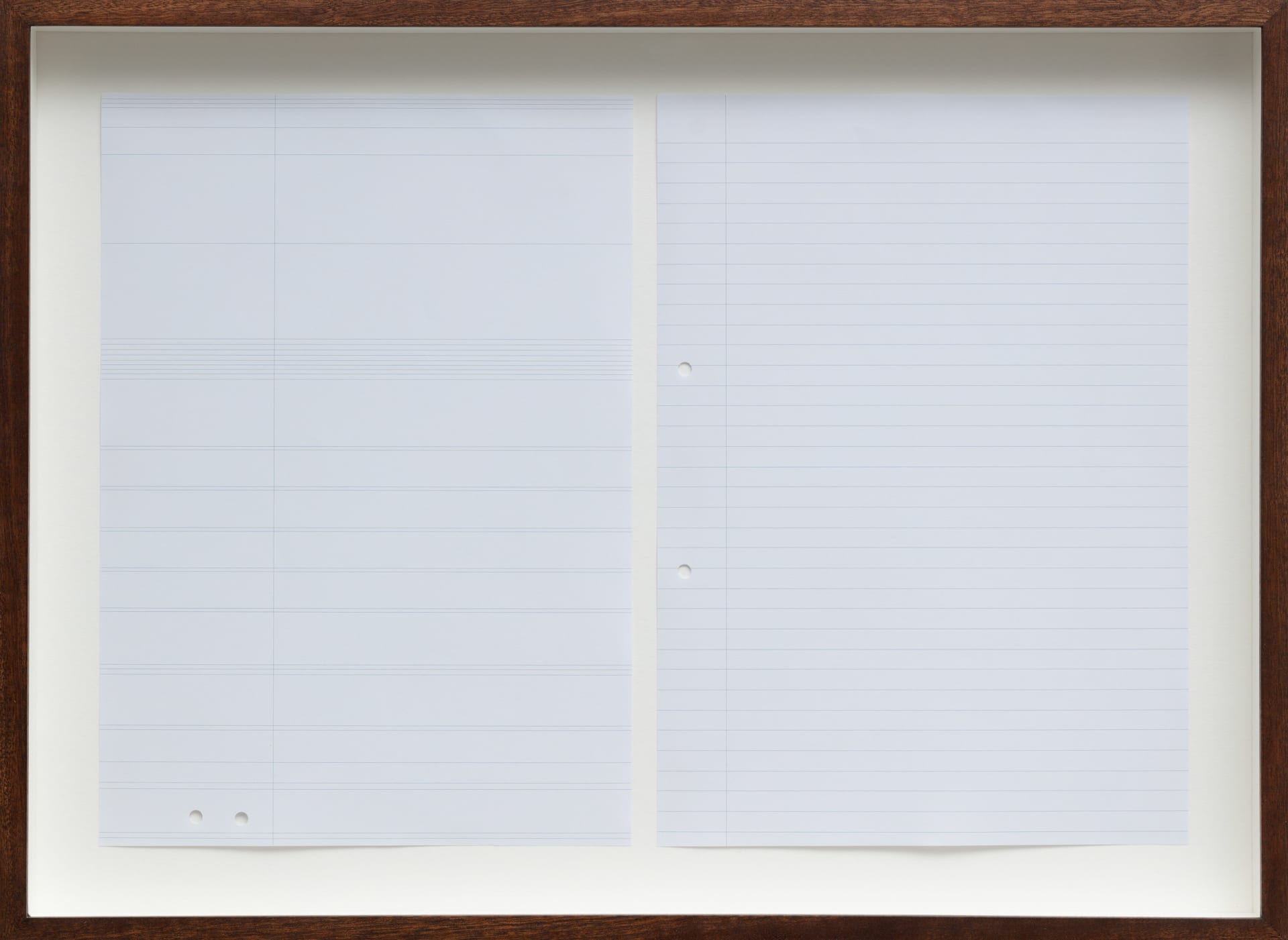 Dean Hughes, Two pieces of ruled A4 paper, 2010