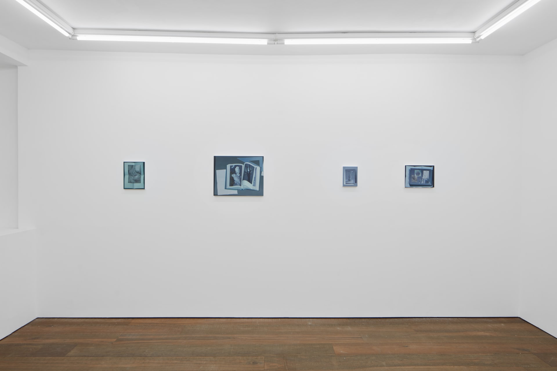 Installation shots of Olivia Jia's solo exhibition Ex Libris, at Workplace | London