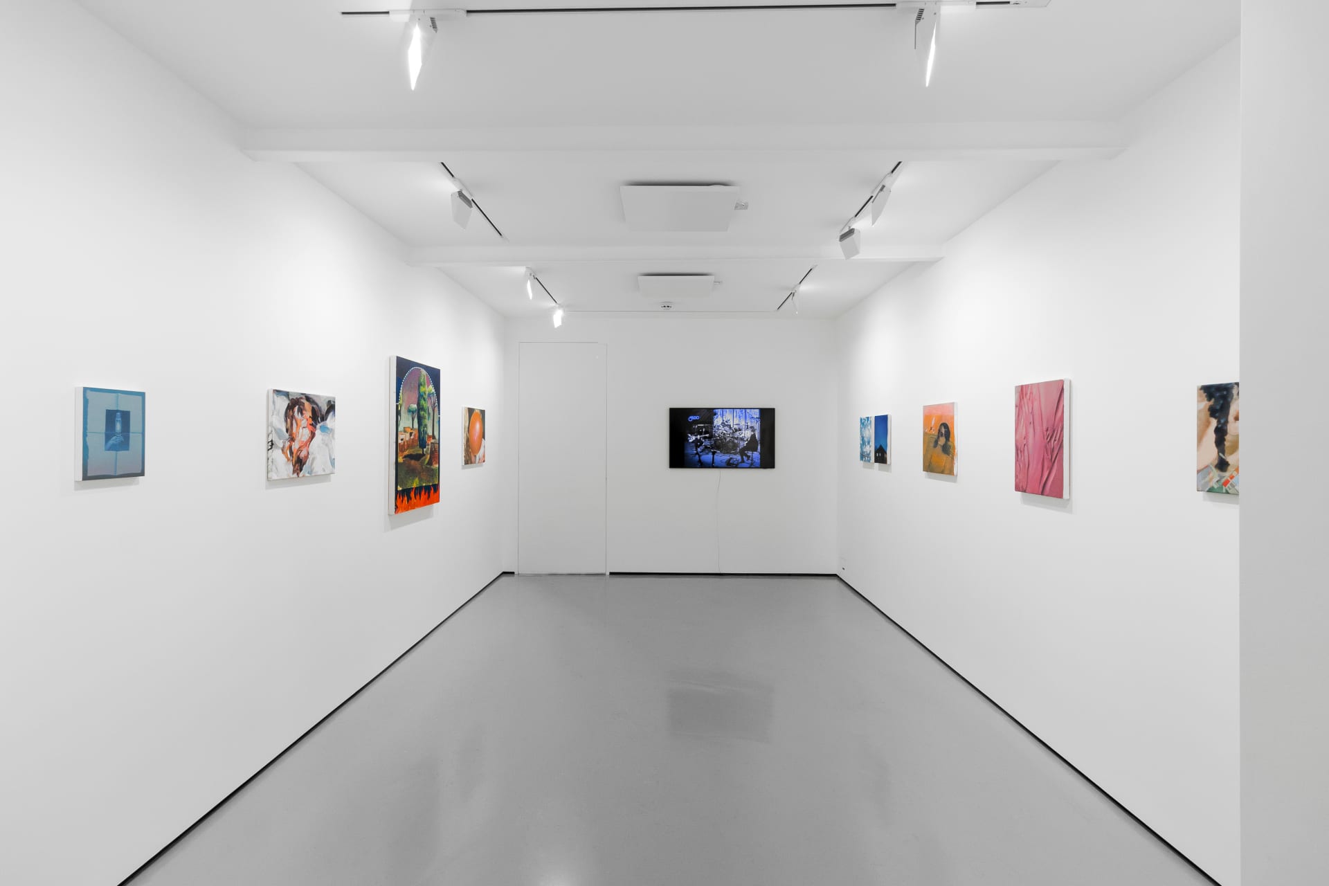 Installation views of 'Kaleidoscope' the inaugural group exhibition at Workplace in 50 Mortimer Street, Fitzrovia, London.