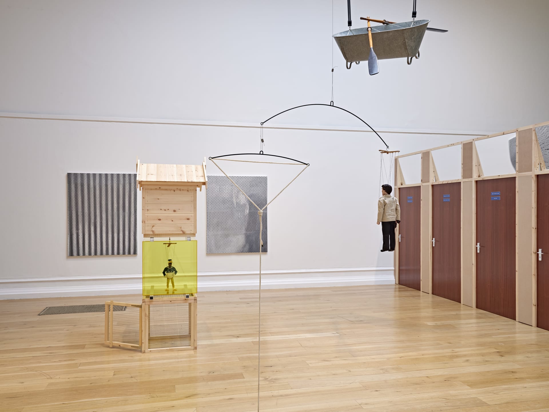 Installation views of Simeon Barclay's solo exhibition 'In the Name of the Father' at South London Gallery in September 2022