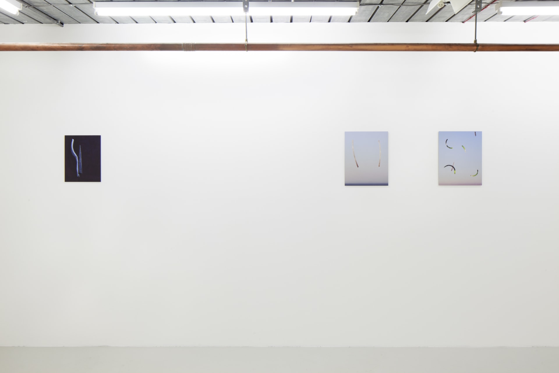 images of Joe Clarke's work in his exhibition 'Every song the same' at Workplace in London