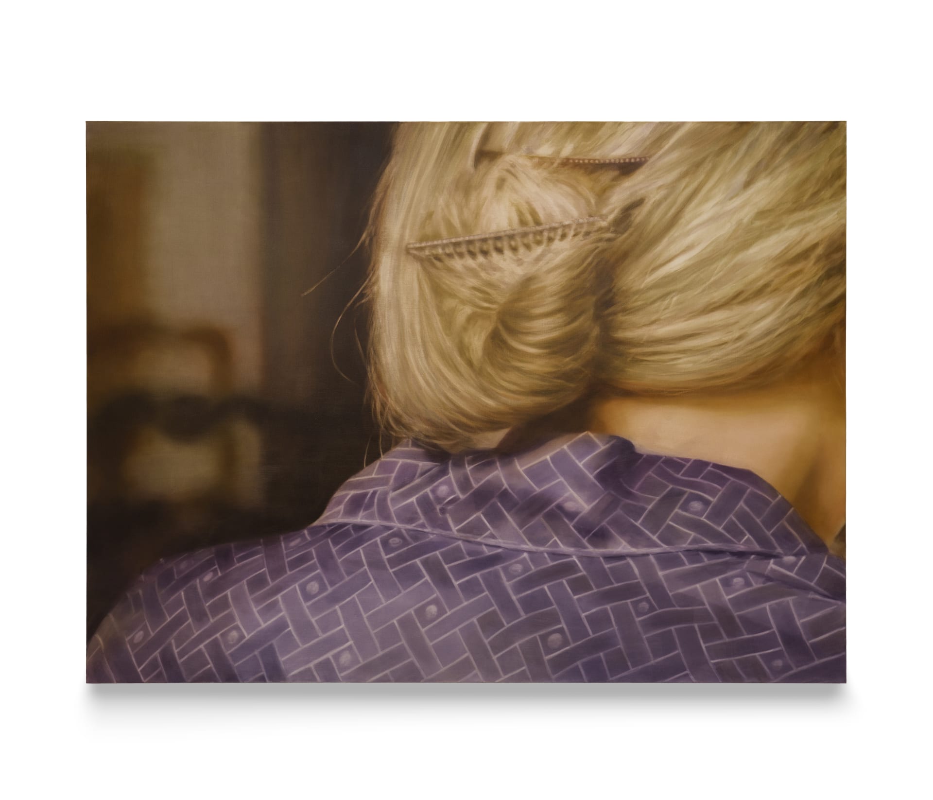 A painting by Rachel Lancaster of the nape of a woman's neck