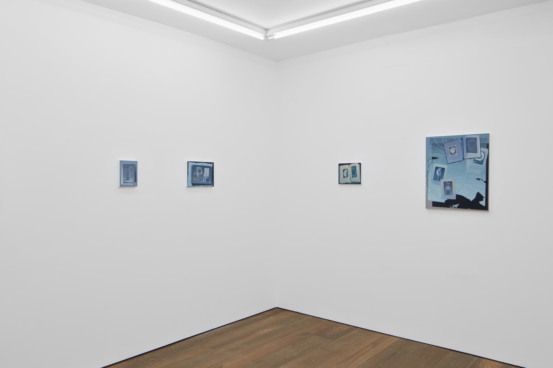 Installation shots of Olivia Jia's solo exhibition Ex Libris, at Workplace | London