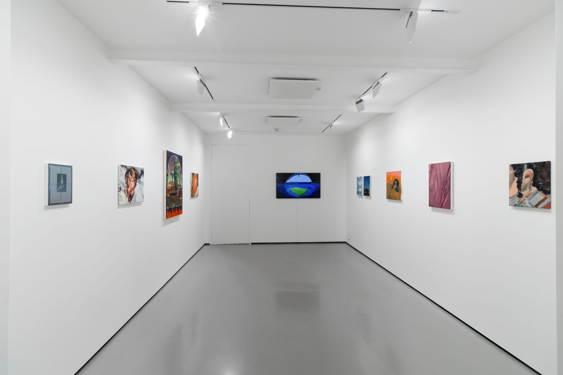 Installation views of 'Kaleidoscope' the inaugural group exhibition at Workplace in 50 Mortimer Street, Fitzrovia, London.