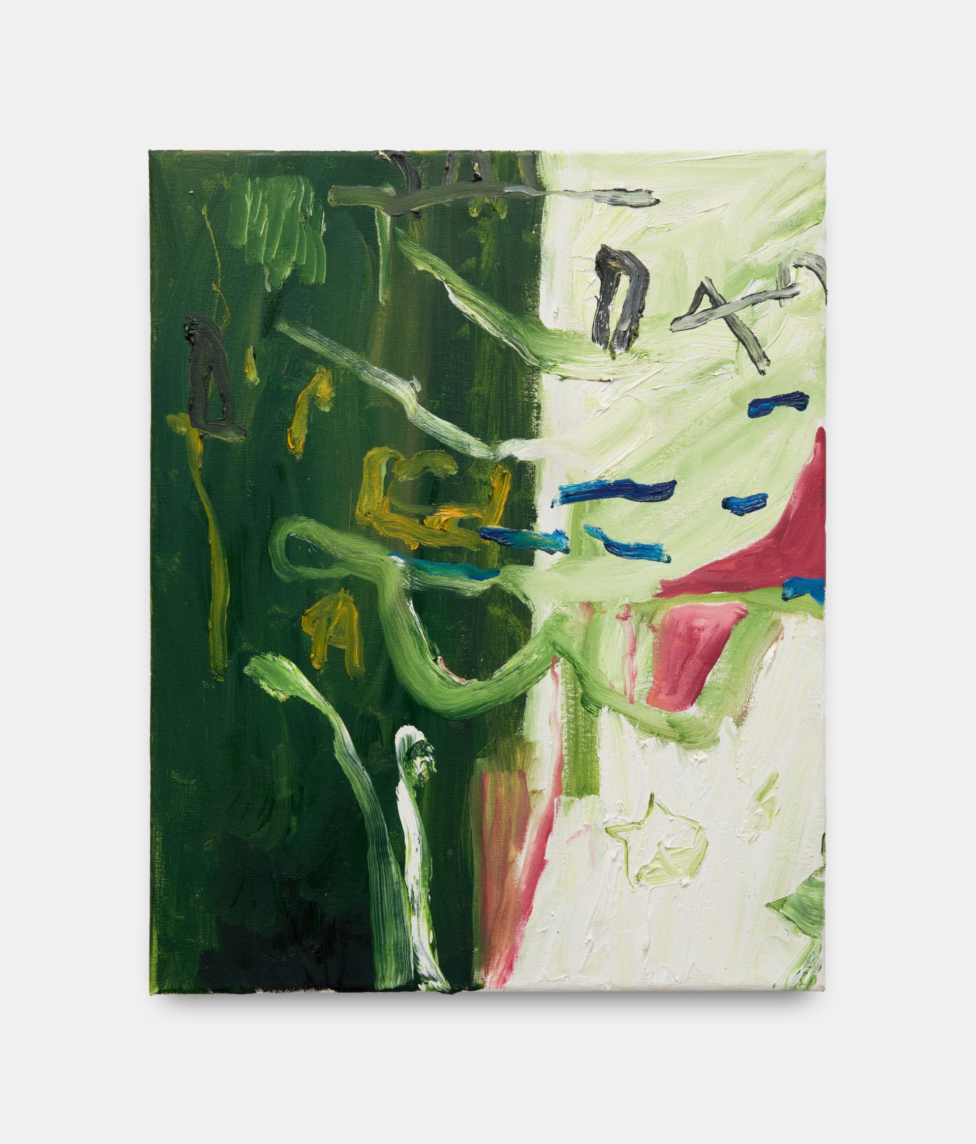 A green painterly abstract painting by b chehayeb 