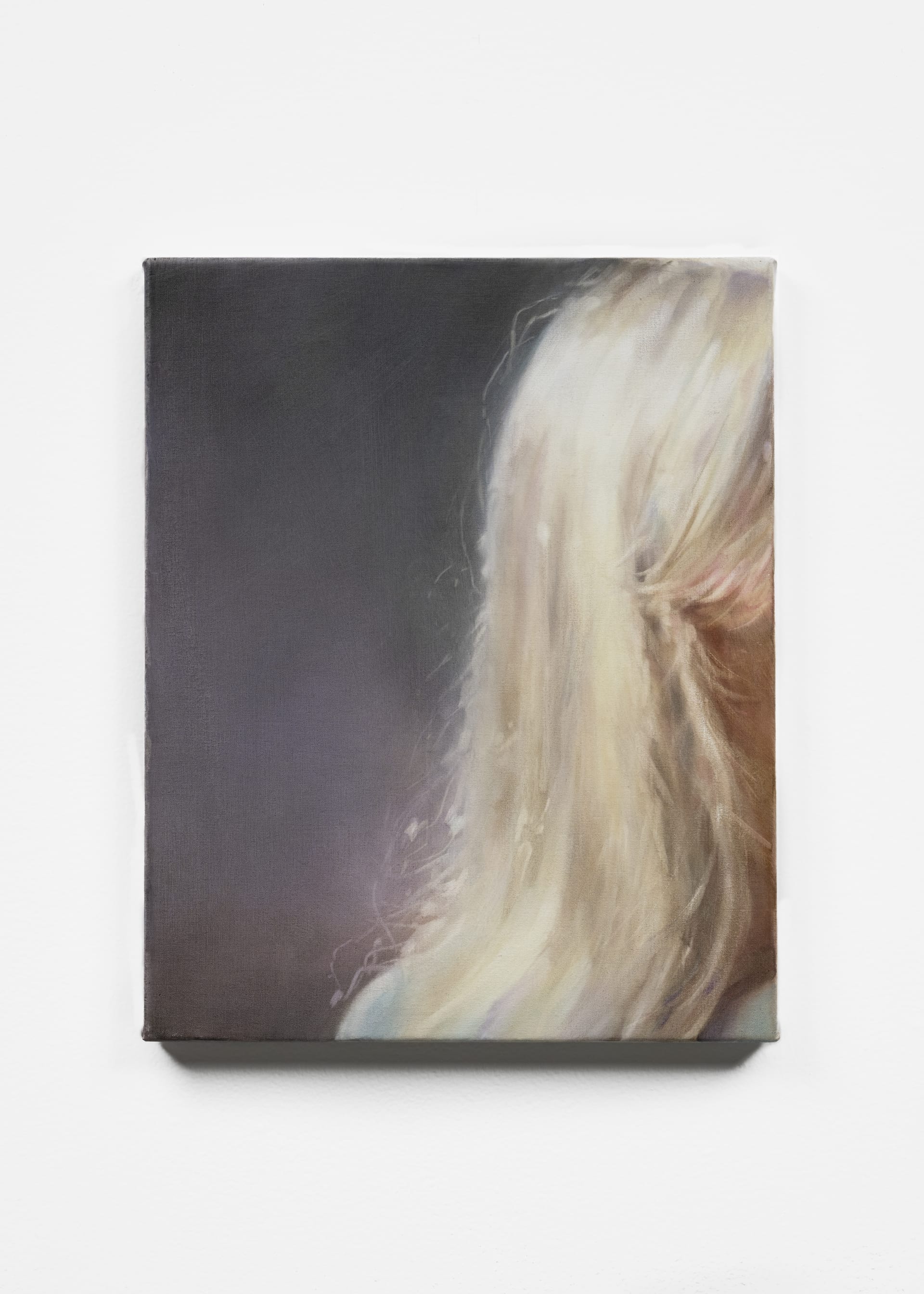 A painting by Rachel Lancaster of a woman's blonde hair cropped